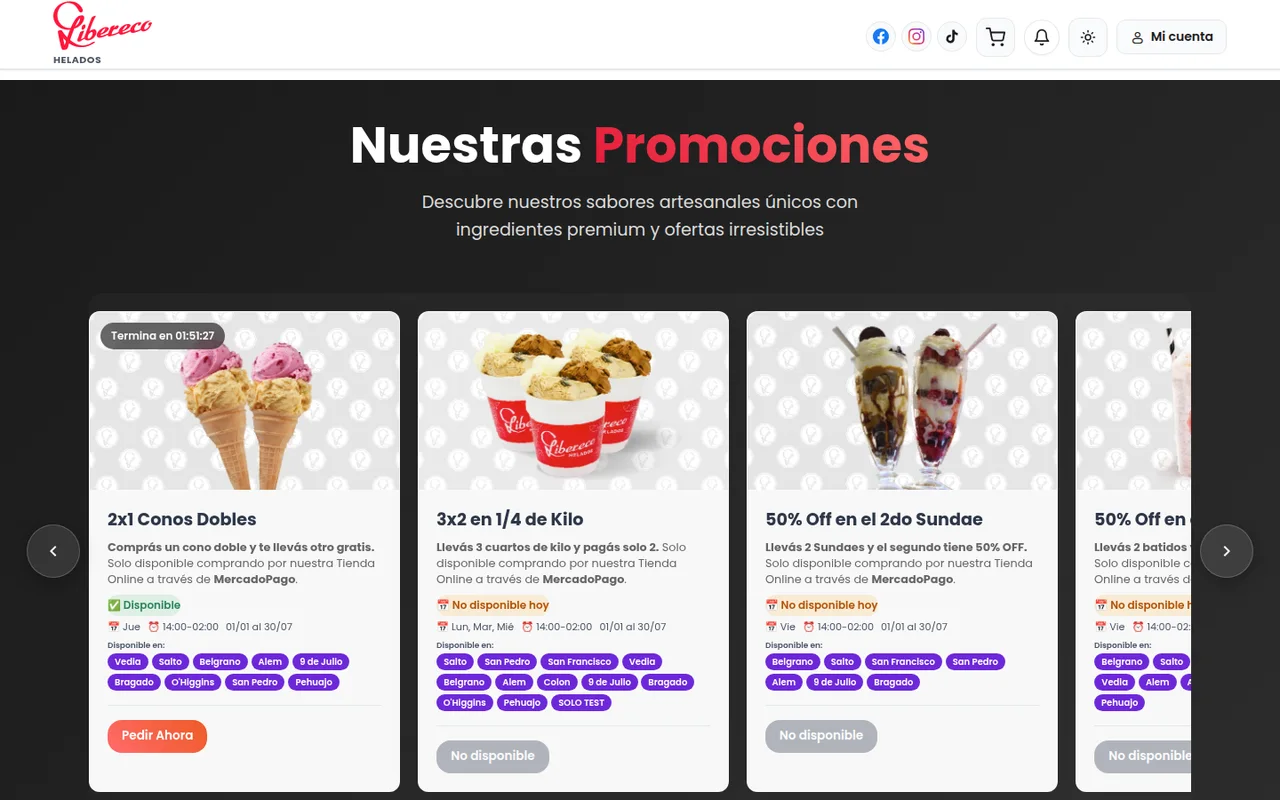 Tienda online de Libereco Helados en escritorio